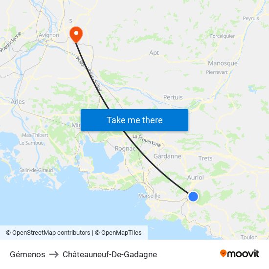Gémenos to Châteauneuf-De-Gadagne map