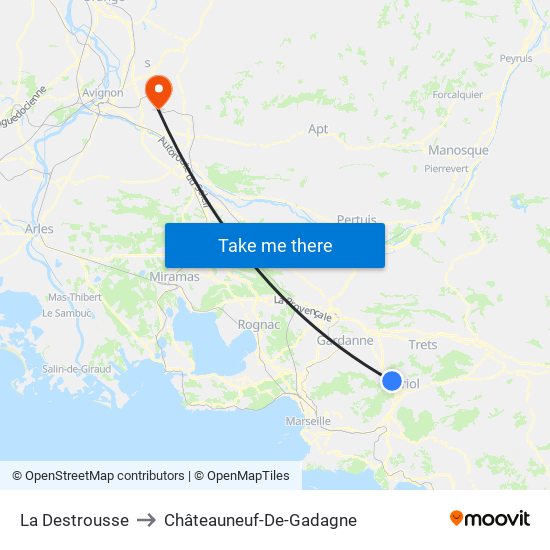 La Destrousse to Châteauneuf-De-Gadagne map