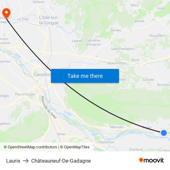 Lauris to Châteauneuf-De-Gadagne map