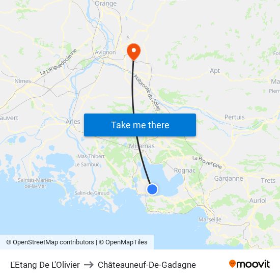 L'Etang De L'Olivier to Châteauneuf-De-Gadagne map