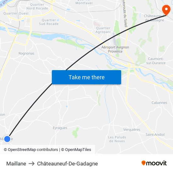 Maillane to Châteauneuf-De-Gadagne map