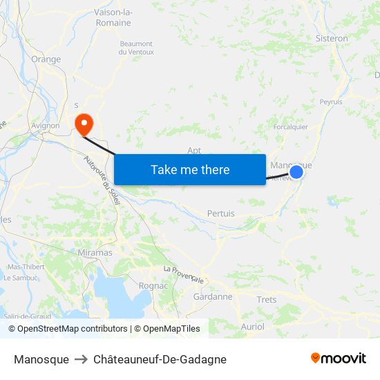 Manosque to Châteauneuf-De-Gadagne map