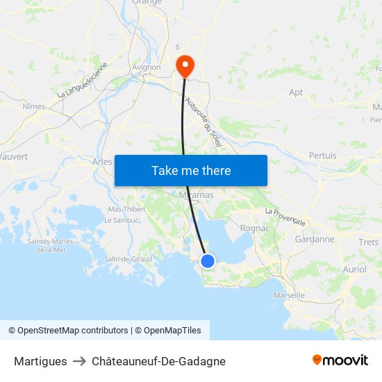 Martigues to Châteauneuf-De-Gadagne map