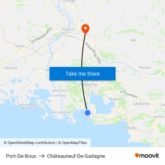 Port-De-Bouc to Châteauneuf-De-Gadagne map