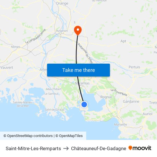 Saint-Mitre-Les-Remparts to Châteauneuf-De-Gadagne map