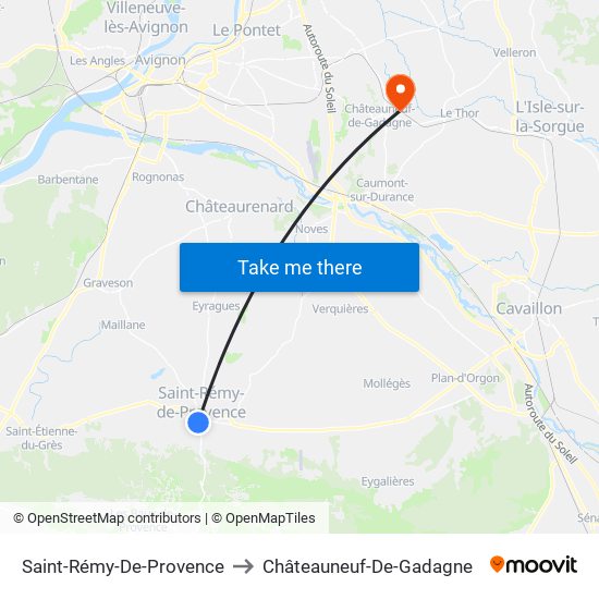 Saint-Rémy-De-Provence to Châteauneuf-De-Gadagne map