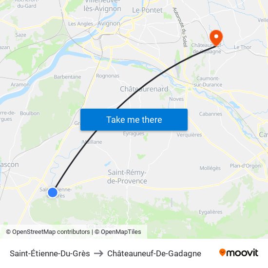 Saint-Étienne-Du-Grès to Châteauneuf-De-Gadagne map