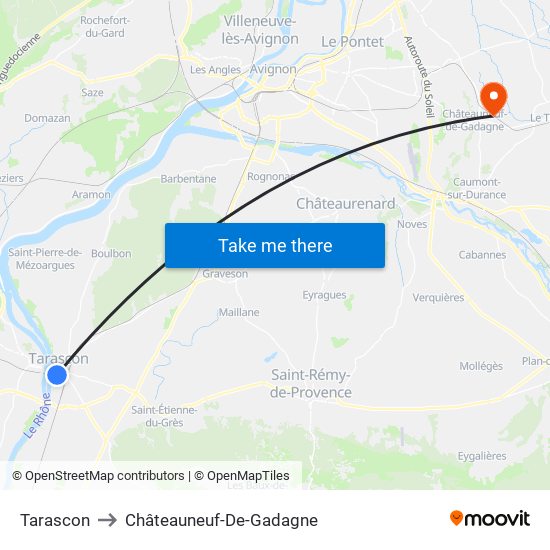 Tarascon to Châteauneuf-De-Gadagne map