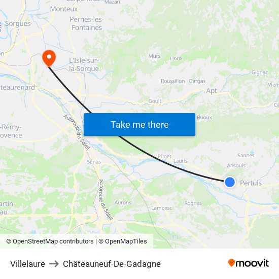 Villelaure to Châteauneuf-De-Gadagne map