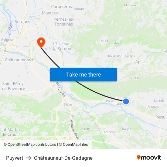 Puyvert to Châteauneuf-De-Gadagne map