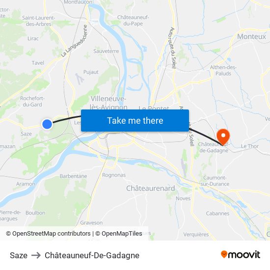 Saze to Châteauneuf-De-Gadagne map