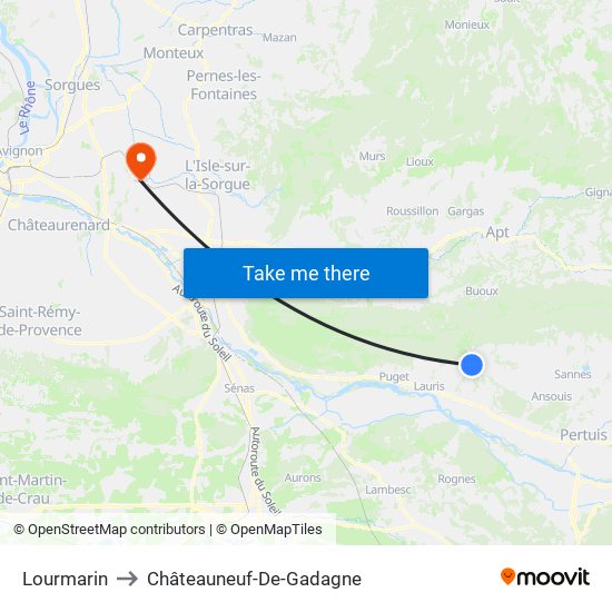 Lourmarin to Châteauneuf-De-Gadagne map