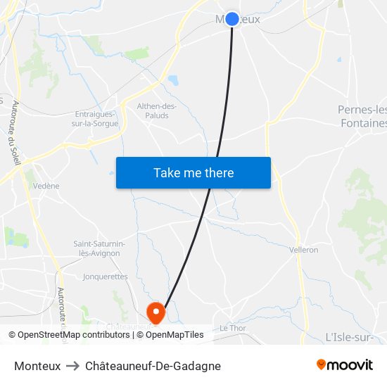 Monteux to Châteauneuf-De-Gadagne map