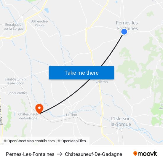 Pernes-Les-Fontaines to Châteauneuf-De-Gadagne map