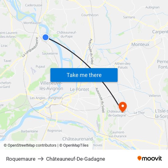 Roquemaure to Châteauneuf-De-Gadagne map