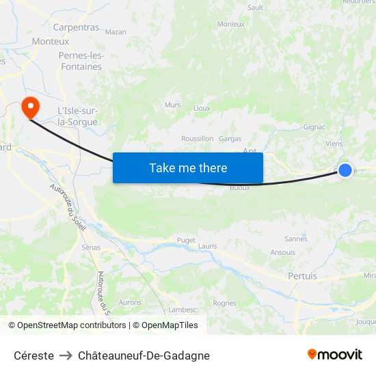 Céreste to Châteauneuf-De-Gadagne map
