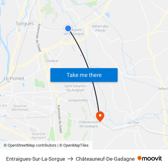 Entraigues-Sur-La-Sorgue to Châteauneuf-De-Gadagne map