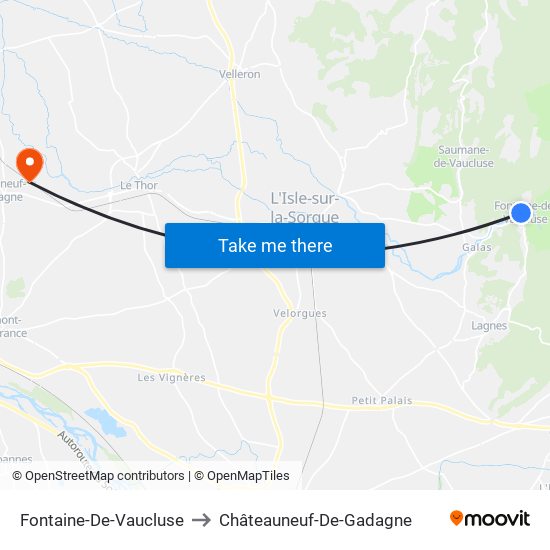 Fontaine-De-Vaucluse to Châteauneuf-De-Gadagne map