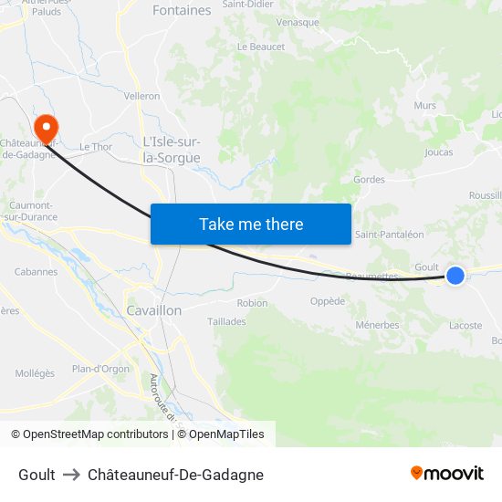 Goult to Châteauneuf-De-Gadagne map