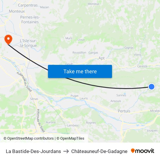 La Bastide-Des-Jourdans to Châteauneuf-De-Gadagne map