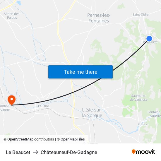 Le Beaucet to Châteauneuf-De-Gadagne map