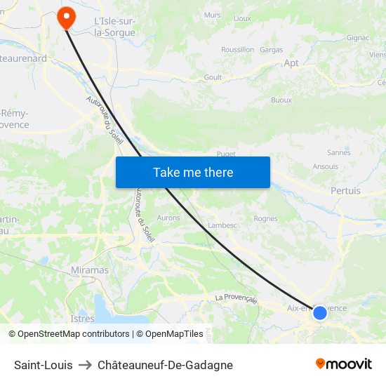 Saint-Louis to Châteauneuf-De-Gadagne map