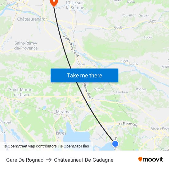 Gare De Rognac to Châteauneuf-De-Gadagne map