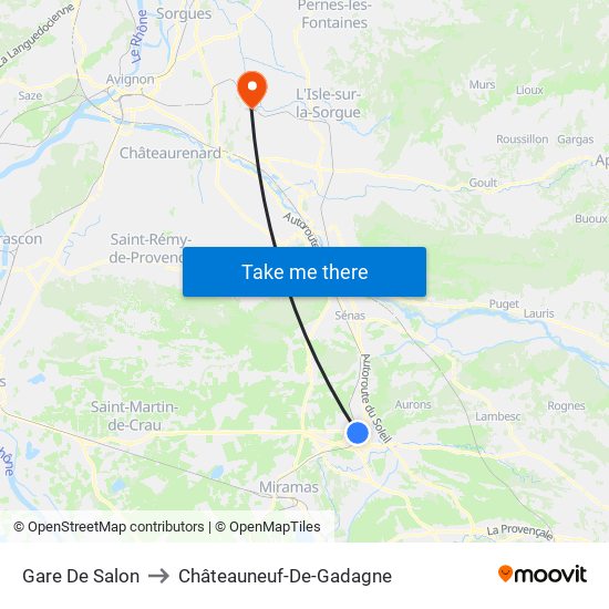 Gare De Salon to Châteauneuf-De-Gadagne map