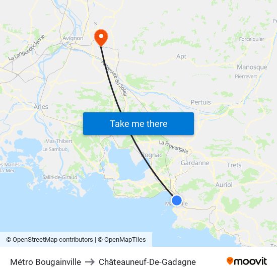 Métro Bougainville to Châteauneuf-De-Gadagne map