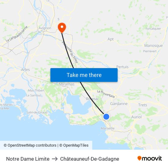 Notre Dame Limite to Châteauneuf-De-Gadagne map