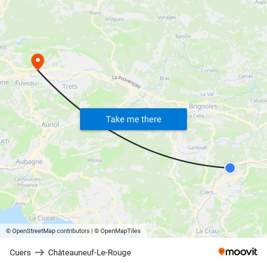 Cuers to Châteauneuf-Le-Rouge map