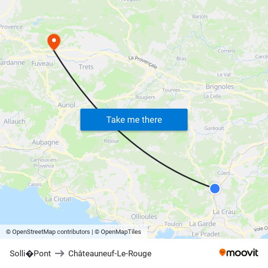 Solli�Pont to Châteauneuf-Le-Rouge map