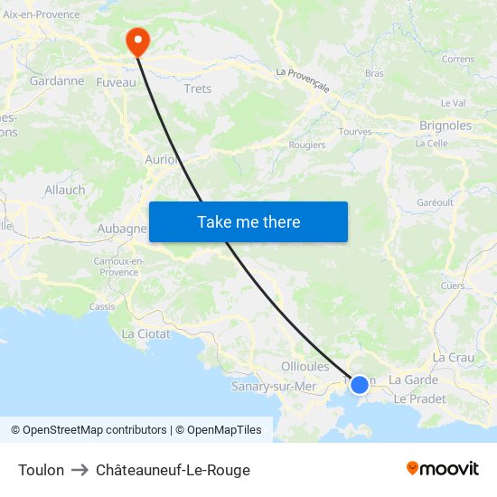 Toulon to Châteauneuf-Le-Rouge map