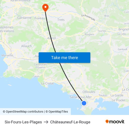 Six-Fours-Les-Plages to Châteauneuf-Le-Rouge map