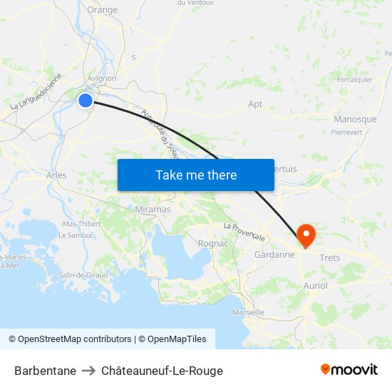 Barbentane to Châteauneuf-Le-Rouge map