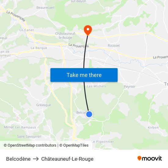 Belcodène to Châteauneuf-Le-Rouge map
