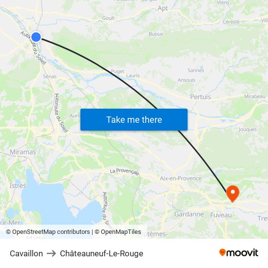 Cavaillon to Châteauneuf-Le-Rouge map