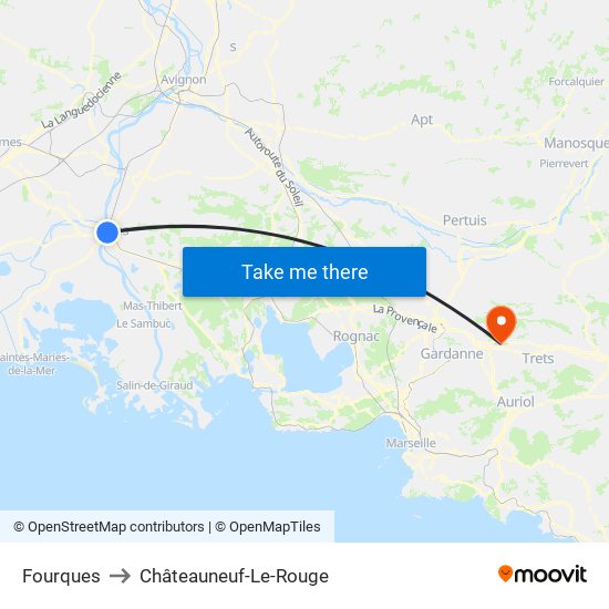 Fourques to Châteauneuf-Le-Rouge map