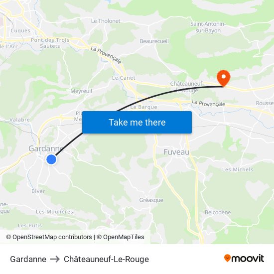 Gardanne to Châteauneuf-Le-Rouge map