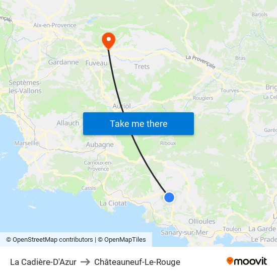 La Cadière-D'Azur to Châteauneuf-Le-Rouge map