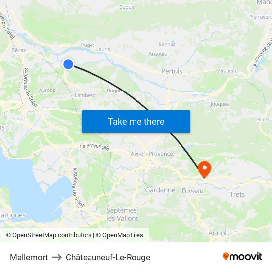 Mallemort to Châteauneuf-Le-Rouge map