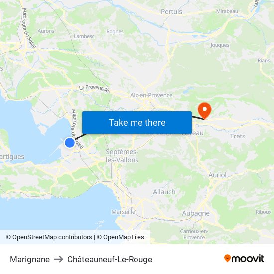 Marignane to Châteauneuf-Le-Rouge map