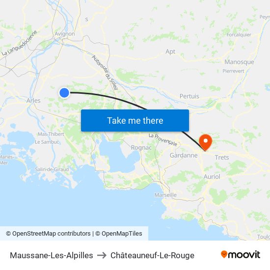 Maussane-Les-Alpilles to Châteauneuf-Le-Rouge map