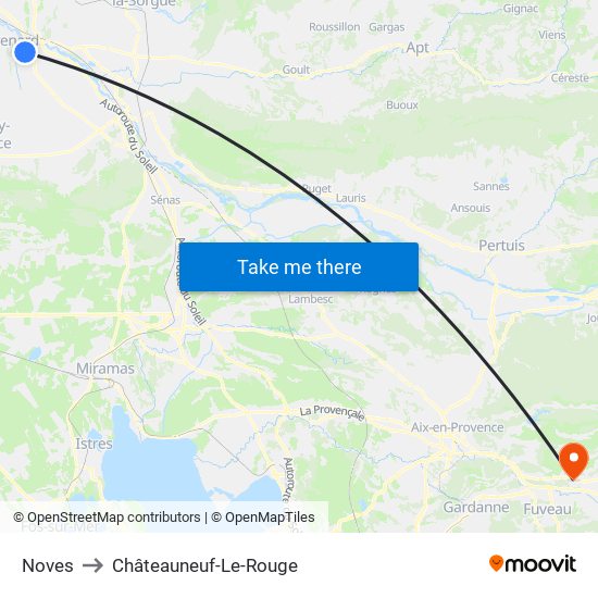 Noves to Châteauneuf-Le-Rouge map