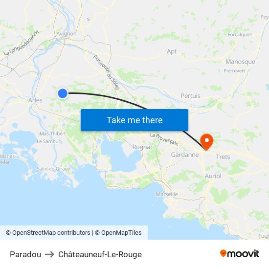 Paradou to Châteauneuf-Le-Rouge map