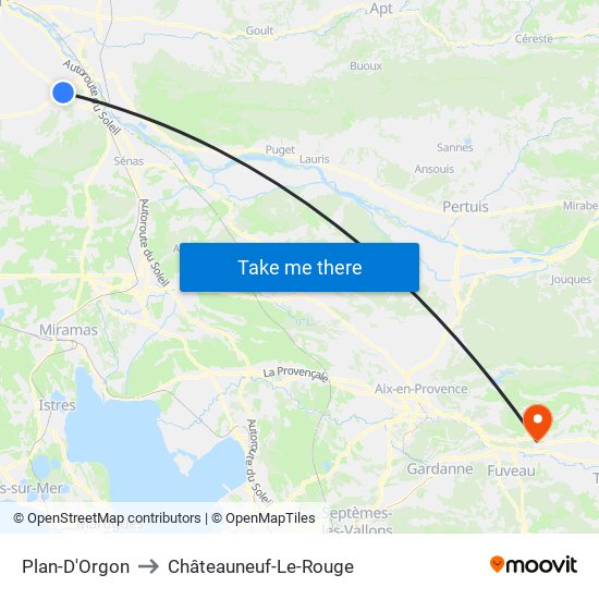 Plan-D'Orgon to Châteauneuf-Le-Rouge map