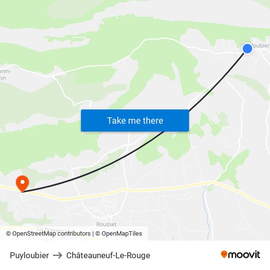 Puyloubier to Châteauneuf-Le-Rouge map