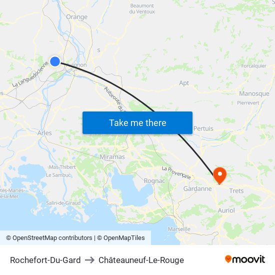 Rochefort-Du-Gard to Châteauneuf-Le-Rouge map