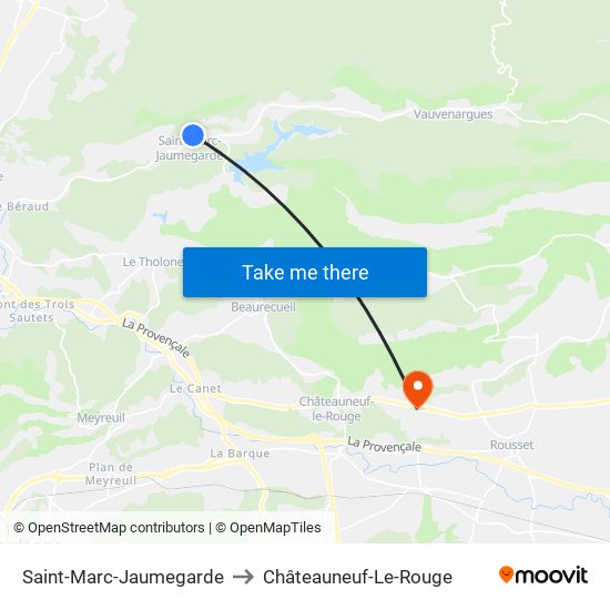 Saint-Marc-Jaumegarde to Châteauneuf-Le-Rouge map