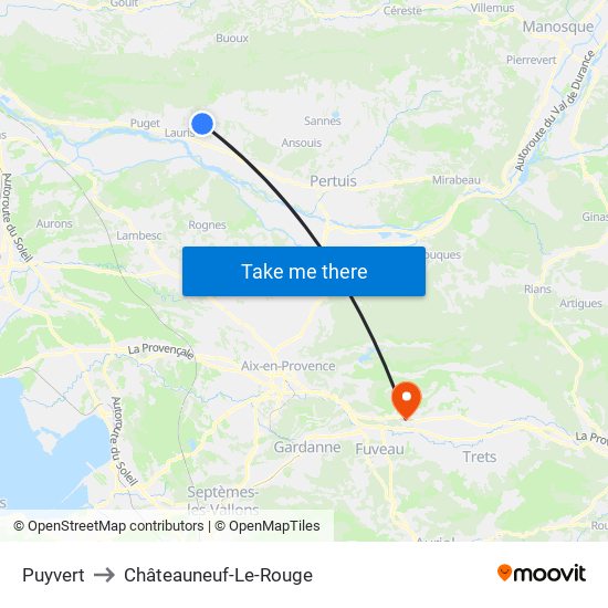 Puyvert to Châteauneuf-Le-Rouge map